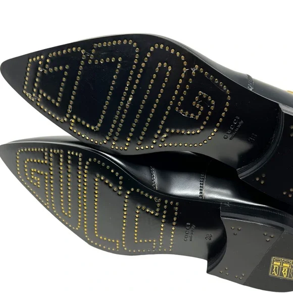 GUCCI Womens Cordovan Lux Leather Ankle Boot Black Size 38 EU - Picture 13 of 17